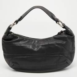 Pre Owned Givenchy Black Monogram Embossed Leather Zip Hobo