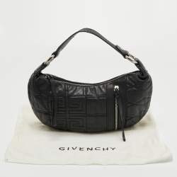 Pre Owned Givenchy Black Monogram Embossed Leather Zip Hobo
