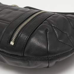 Pre Owned Givenchy Black Monogram Embossed Leather Zip Hobo