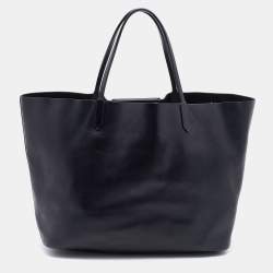 Pre Owned Givenchy Black Leather Antigona Logo Embroidered Shopper Tote