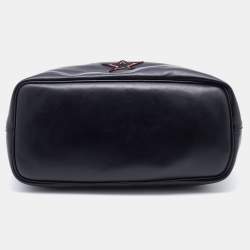 Pre Owned Givenchy Black Leather Antigona Logo Embroidered Shopper Tote