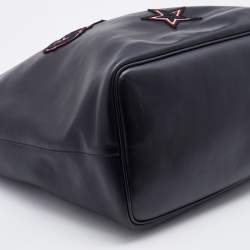 Pre Owned Givenchy Black Leather Antigona Logo Embroidered Shopper Tote