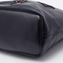 Pre Owned Givenchy Black Leather Antigona Logo Embroidered Shopper Tote