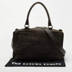 Pre Owned Givenchy Brown Two Tone Leather Large Pandora Shoulder Bag