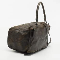 Pre Owned Givenchy Brown Two Tone Leather Large Pandora Shoulder Bag