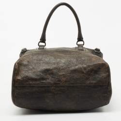 Pre Owned Givenchy Brown Two Tone Leather Large Pandora Shoulder Bag