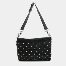 Pre Owned Givenchy Black Nylon Studded Shoulder Bag
