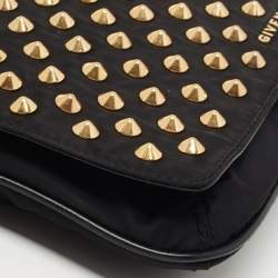 Givenchy Black Fabric and Leather Studded Flap Clutch
