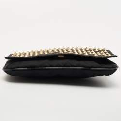 Givenchy Black Fabric and Leather Studded Flap Clutch