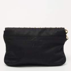 Givenchy Black Fabric and Leather Studded Flap Clutch
