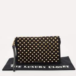 Givenchy Black Fabric and Leather Studded Flap Clutch