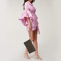 Givenchy Black Fabric and Leather Studded Flap Clutch