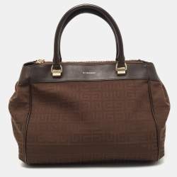 Givenchy Dark Brown Monogram Canvas and Leather Double Zip Tote 