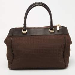 Givenchy Dark Brown Monogram Canvas and Leather Double Zip Tote 