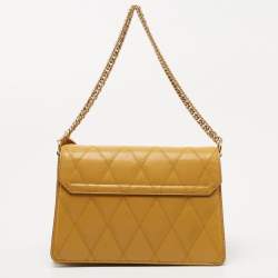 Pre Owned Givenchy Mustard Leather GV3 Shoulder Bag