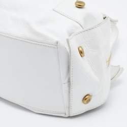 Givenchy White Leather Button Snap Satchel