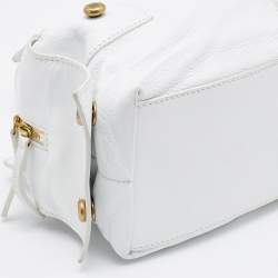 Givenchy White Leather Button Snap Satchel