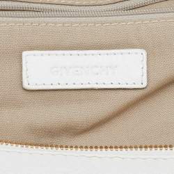 Givenchy White Leather Button Snap Satchel