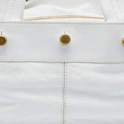 Givenchy White Leather Button Snap Satchel