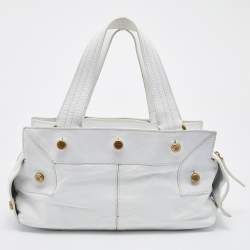 Givenchy White Leather Button Snap Satchel