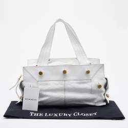 Givenchy White Leather Button Snap Satchel