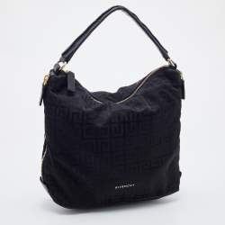 Pre Owned Givenchy Black Monogram Nylon and Leather Hobo