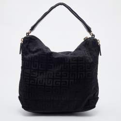 Pre Owned Givenchy Black Monogram Nylon and Leather Hobo