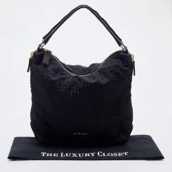Pre Owned Givenchy Black Monogram Nylon and Leather Hobo