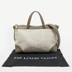 Givenchy White/Grey Monogram Coated Canvas and Leather Tote