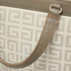 Givenchy White/Grey Monogram Coated Canvas and Leather Tote