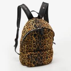 Givenchy Brown/Black Leopard Print Nylon and Leather Backpack