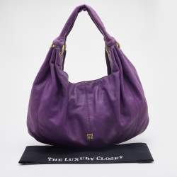 Pre Owned Givenchy Purple Leather Hobo