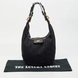 Givenchy Black Monogram Fabric and Leather Hobo