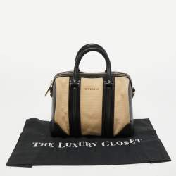 Pre Owned Givenchy Black/Beige Leather and Canvas Small Lucrezia Satchel