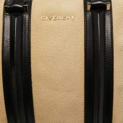 Pre Owned Givenchy Black/Beige Leather and Canvas Small Lucrezia Satchel