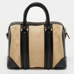 Pre Owned Givenchy Black/Beige Leather and Canvas Small Lucrezia Satchel
