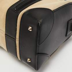 Pre Owned Givenchy Black/Beige Leather and Canvas Small Lucrezia Satchel