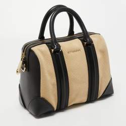 Pre Owned Givenchy Black/Beige Leather and Canvas Small Lucrezia Satchel