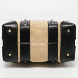 Pre Owned Givenchy Black/Beige Leather and Canvas Small Lucrezia Satchel