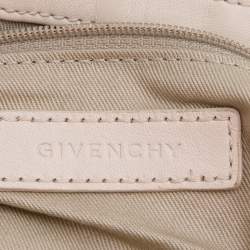 Pre Owned Givenchy White/Blue Leather and Monogram Denim Flap Baguette