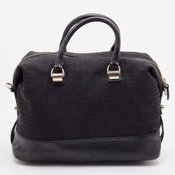 Givenchy Black Monogram Canvas and Leather Zip Satchel