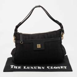 Pre Owned Givenchy Black Signature Fabric Logo Shoulder Bag