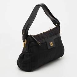 Pre Owned Givenchy Black Signature Fabric Logo Shoulder Bag