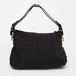 Pre Owned Givenchy Black Signature Fabric Logo Shoulder Bag