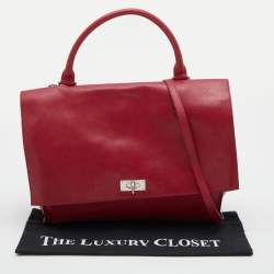 Givenchy Red Leather Shark Tooth Top Handle Bag