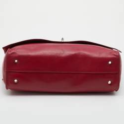 Givenchy Red Leather Shark Tooth Top Handle Bag