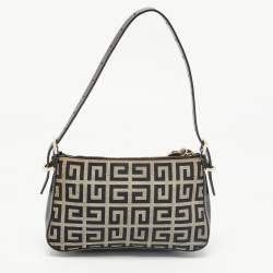Givenchy Black Monogram Canvas and Leather Tassel Baguette Bag