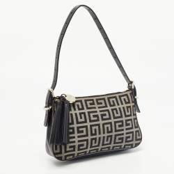 Givenchy Black Monogram Canvas and Leather Tassel Baguette Bag