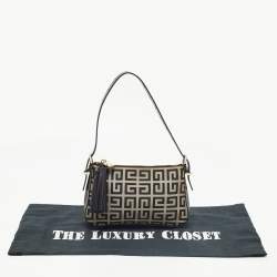 Givenchy Black Monogram Canvas and Leather Tassel Baguette Bag
