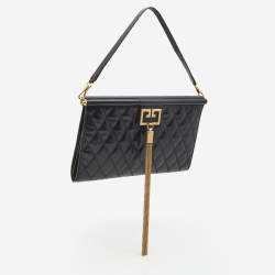 Pre Owned Givenchy Black Quilted Leather Large Gem Shoulder Bag